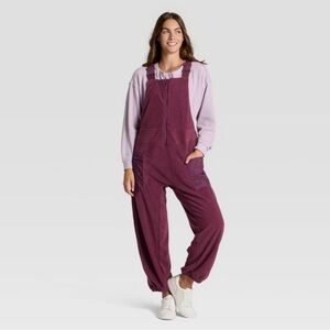 Joy LAB women’s Prune purple fleece Overalls